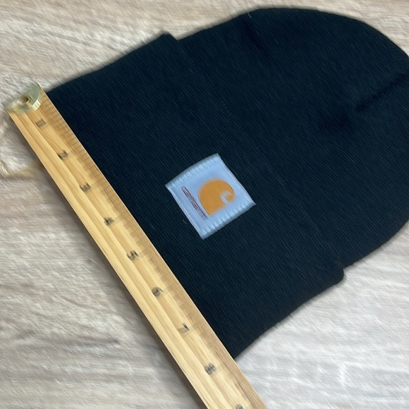 Carhartt Unisex Knit Beanie Black Logo Folded Cuff OS - Picture 4 of 8